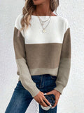 Color Block Boat Neck Sweater - Trendsi - Flyclothing LLC
