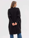 Pocketed Open Front Long Sleeve Longline Cardigan - Trendsi - Flyclothing LLC