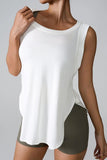 Slit Round Neck Active Tank - Trendsi