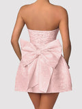 Lace-Up Sleeveless Satin Mini Dress with Bow - Trendsi