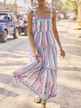 Tied Contrast Wide Strap Cami Dress - Trendsi - Flyclothing LLC