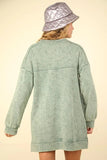 VERY J Mineral Washed Oversized Sweatshirt Mini Dress - Trendsi