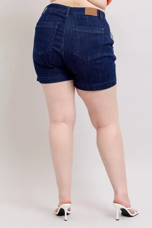 Judy Blue Full Size High Waist Denim Shorts Plus Size - Trendsi - Flyclothing LLC