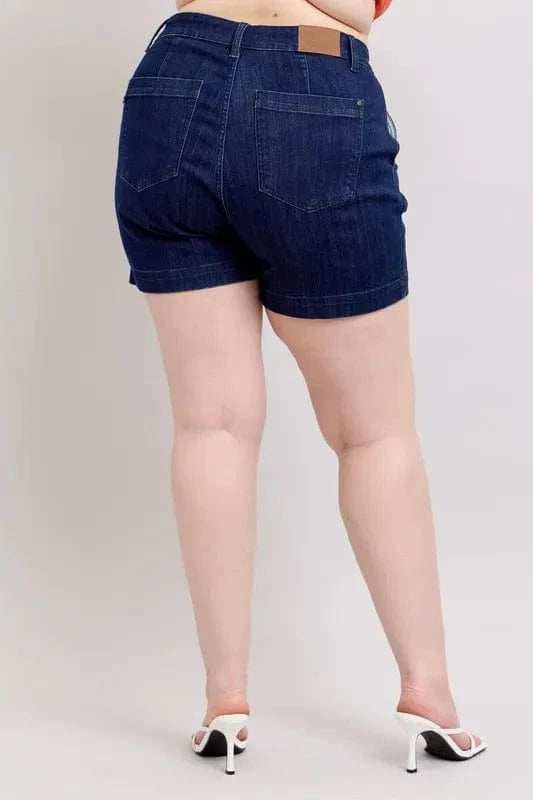 Judy Blue Full Size High Waist Denim Shorts Plus Size - Trendsi - Flyclothing LLC
