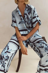 Printed Button Up Shirt and Pants Set - Trendsi - Flyclothing LLC