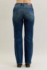 Judy Blue Full Size Seam Detail Straight Leg Jeans Plus Size - Trendsi - Flyclothing LLC