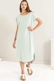 HYFVE Short Sleeve High-Low Slit Midi Dress - Trendsi - Flyclothing LLC