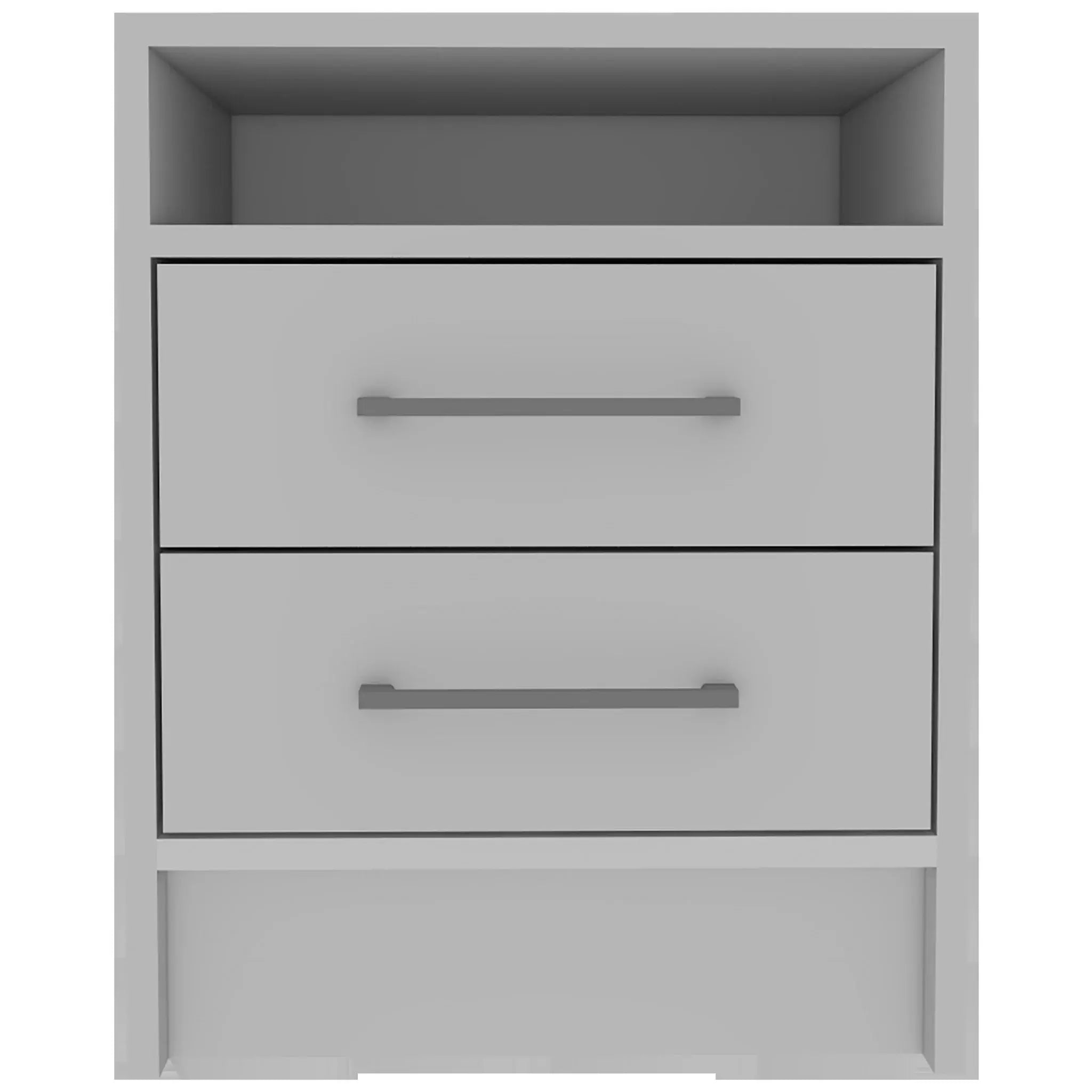 White Open Compartment Two Drawer Nightstand - Homeroots - Flyclothing LLC