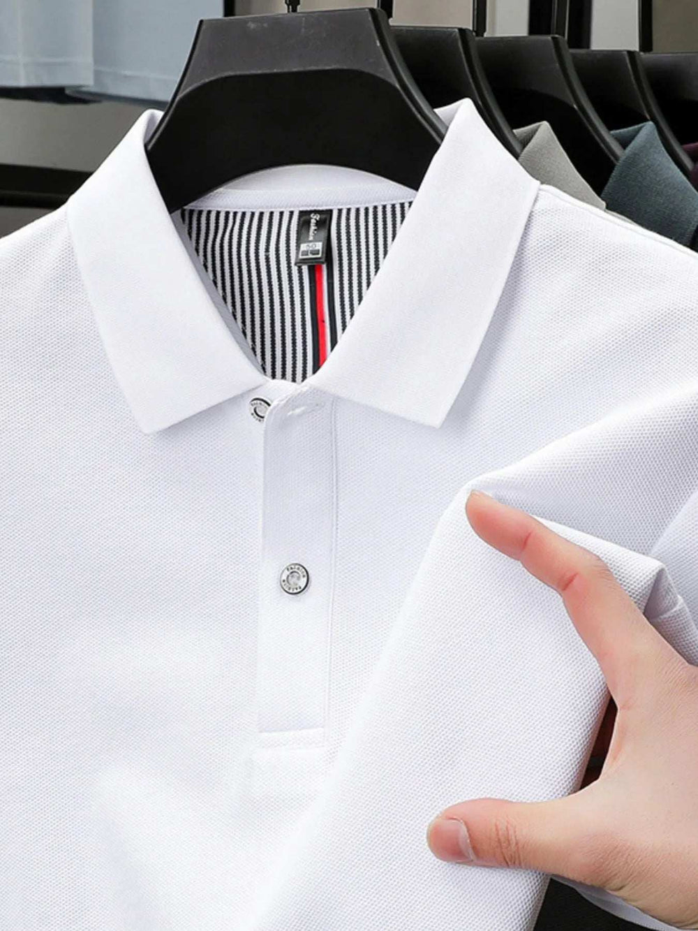 Men's Plus Size Button Detail Short Sleeve Polo - Trendsi - Flyclothing LLC