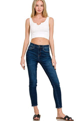 Zenana Seamless Split Neck Bra Tank Top - Trendsi - Flyclothing LLC