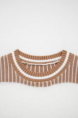 Striped Knit Long Sleeve Sweater - Trendsi - Flyclothing LLC