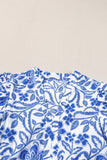 Printed Notched Puff Sleeve Dress - Trendsi