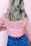 Lace Flower Round Neck Long Sleeve Top - Trendsi - Flyclothing LLC