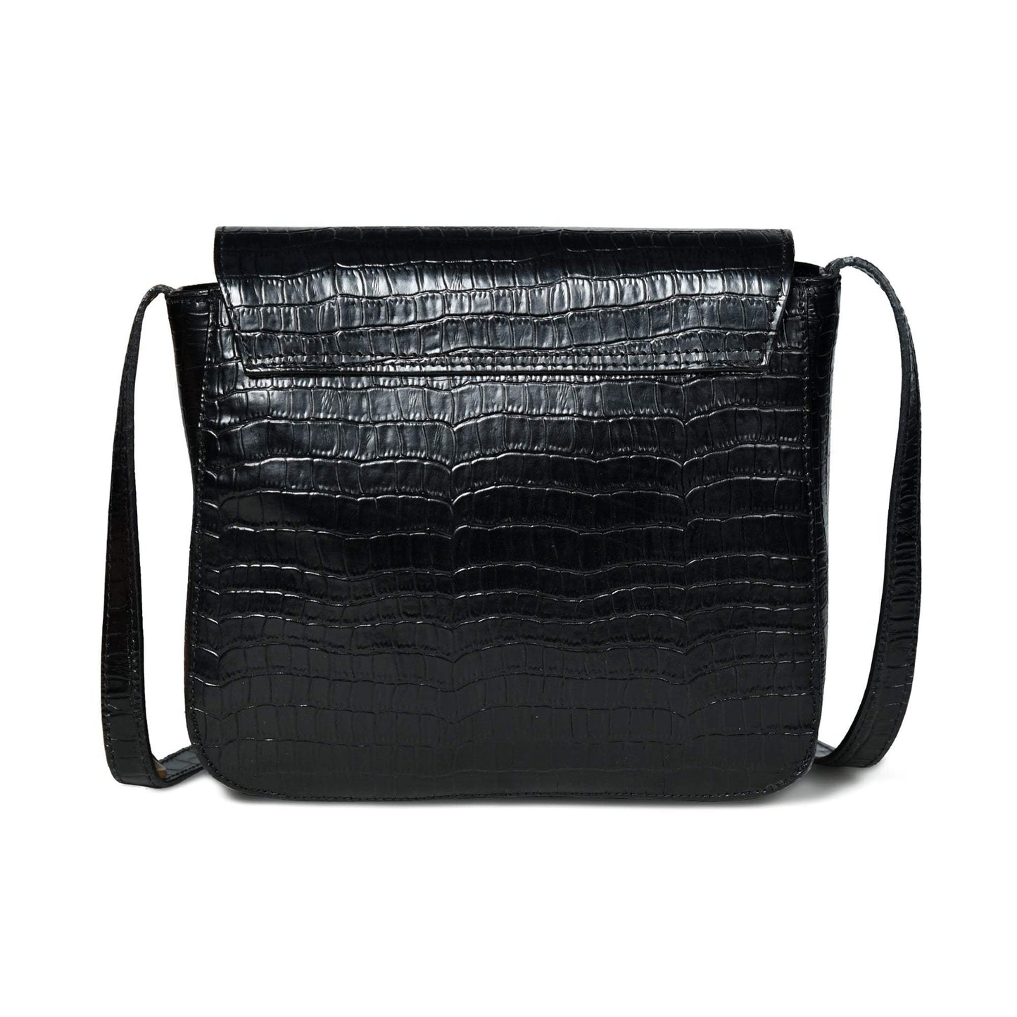 Diva Black Croco Sling Bag - Classy Leather Bags - Flyclothing LLC