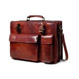 Tuscany Italian Leather Briefcase, Tan - Classy Leather Bags - Flyclothing LLC