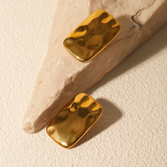 18K Gold-Plated Square Earrings - Trendsi