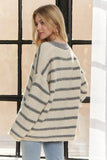 ADORA Horizontally Striped Button Up Cardigan - Trendsi