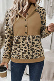 Leopard Half Button Long Sleeve Hoodie - Trendsi - Flyclothing LLC