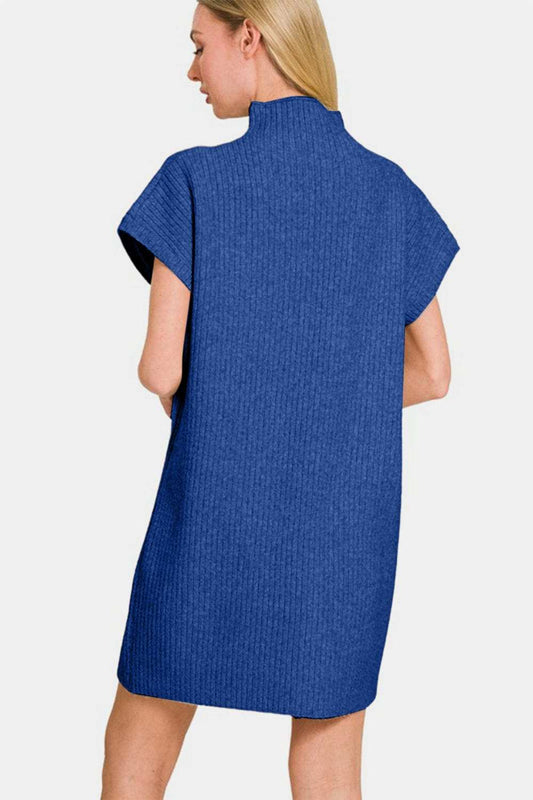 Zenana Short Sleeve Sweater Mini Dress - Trendsi - Flyclothing LLC