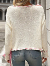 Dropped Shoulder Long Sleeve Sweater - Trendsi - Flyclothing LLC