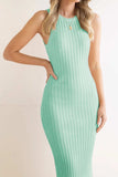 Slit Ribbed Round Neck Sleeveless Dress - Trendsi - Flyclothing LLC