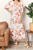 Printed Surplice Balloon Sleeve Dress - Trendsi