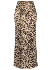 Honey Slit Leopard Midi Skirt - Trendsi
