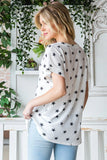 Heimish Full Size Star Print Short Sleeve V-Neck Waffle Knit T-Shirt - Trendsi