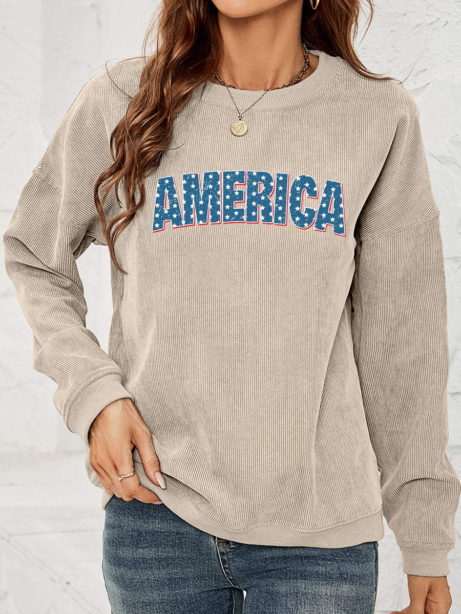 AMERICA Graphic Dropped Shoulder Sweatshirt - Trendsi - Flyclothing LLC