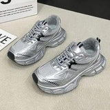 Lace Up Platform Athletic Shoes - Trendsi