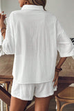 Collared Neck Half Sleeve Top and Shorts Set - Trendsi