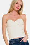 Zenana Ruched Twisted Sweetheart Neck Top - Trendsi