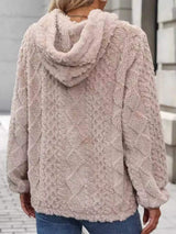 Drawstring Long Sleeve Plush Hoodie - Trendsi - Flyclothing LLC