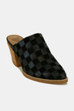 Beast Fashion Woven Checkerboard Block Heel Mule Shoes - Trendsi