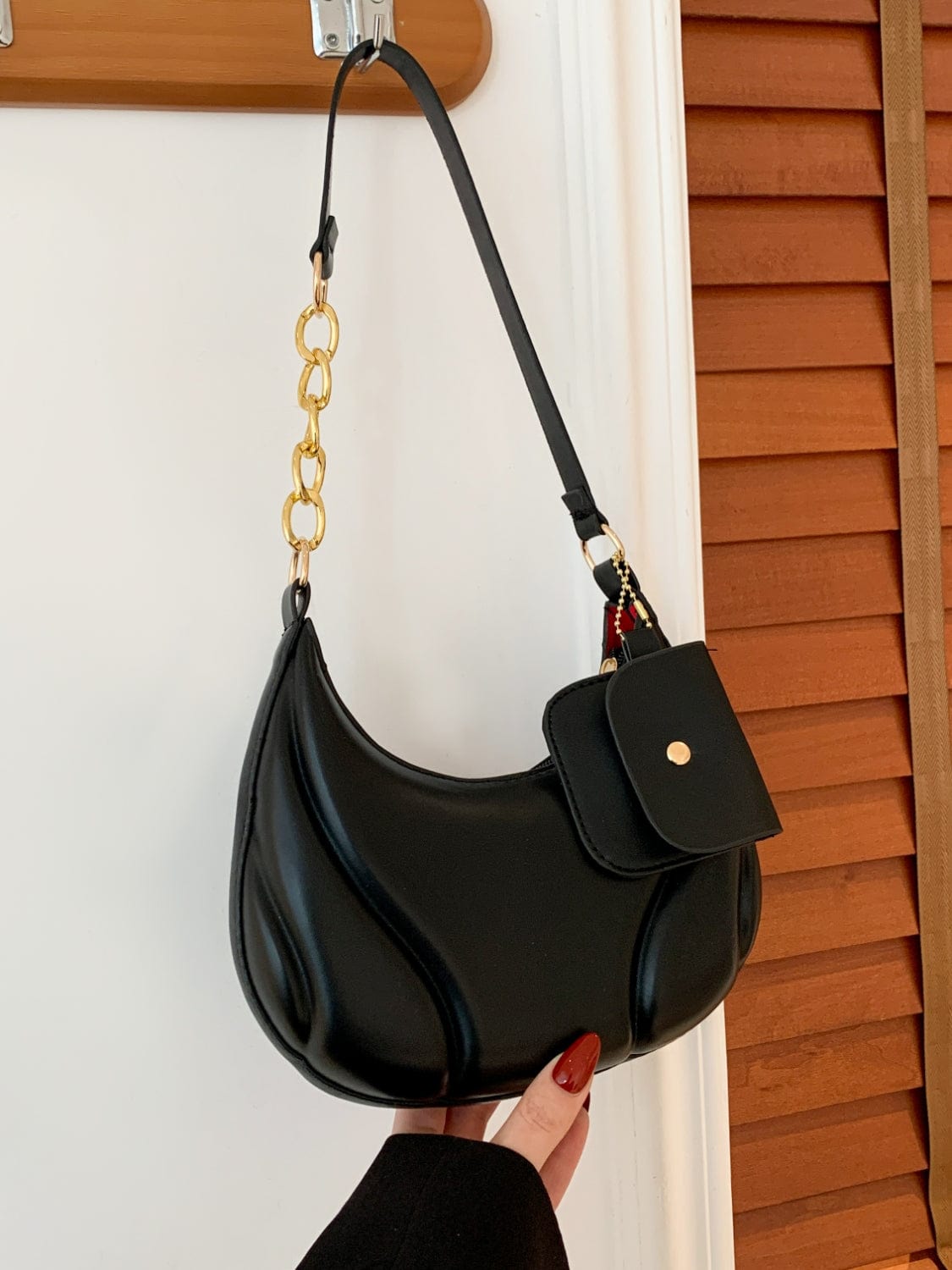 PU Leather Shoulder Bag with EarPods Bag - Trendsi