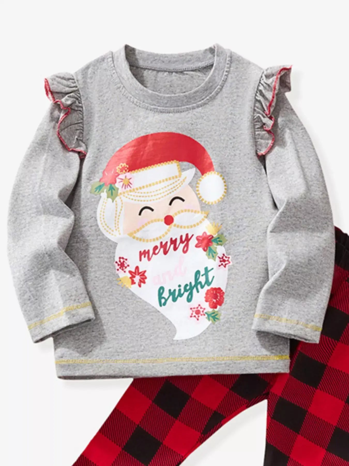 Children's Santa Graphic Long Sleeve Pajama Set - Trendsi - Flyclothing LLC