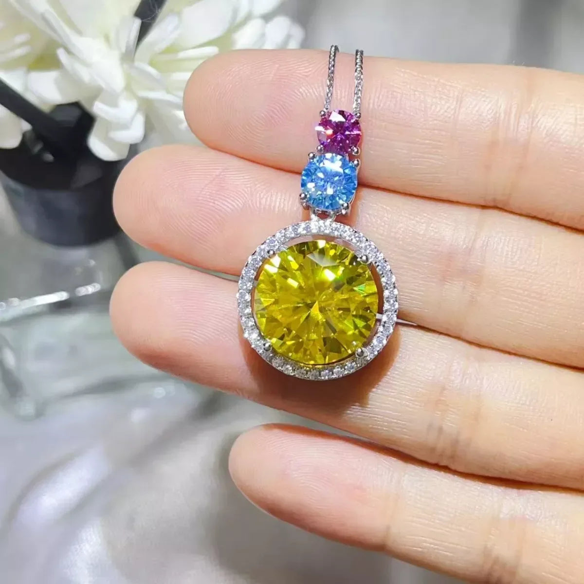 11.5 Carat Moissanite 925 Sterling Silver Necklace - Trendsi - Flyclothing LLC