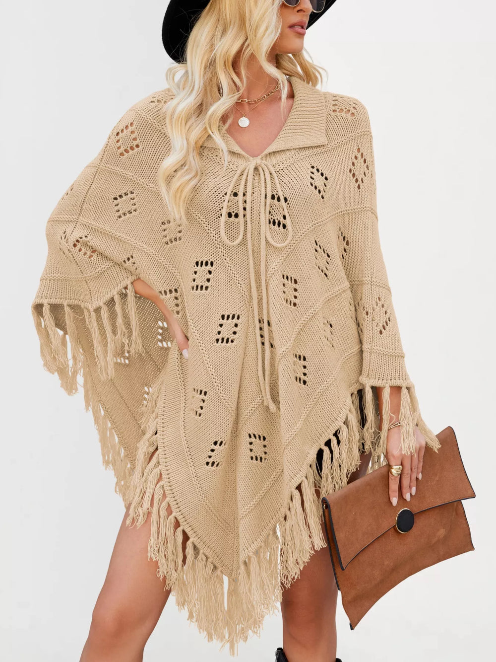 Fringe Openwork Knit Cover Up - Trendsi - Flyclothing LLC