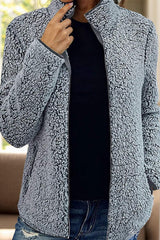 Pocketed Zip Up Turtleneck Jacket - Trendsi - Flyclothing LLC