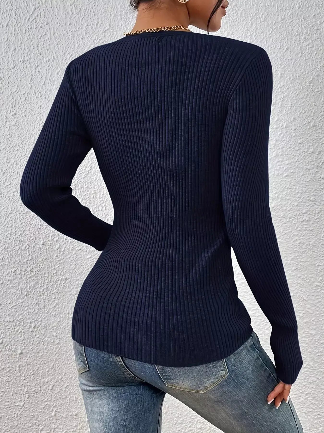 Ribbed Knit Button Front Knit Top - Trendsi - Flyclothing LLC