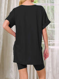 V-Neck High-Low T-Shirt and Shorts Set - Trendsi - Flyclothing LLC