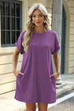 Florira Short Sleeve Mini Dress with Pockets - Trendsi - Flyclothing LLC