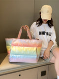 Gradient Quilted Travel Bag with Side Zippers - Trendsi