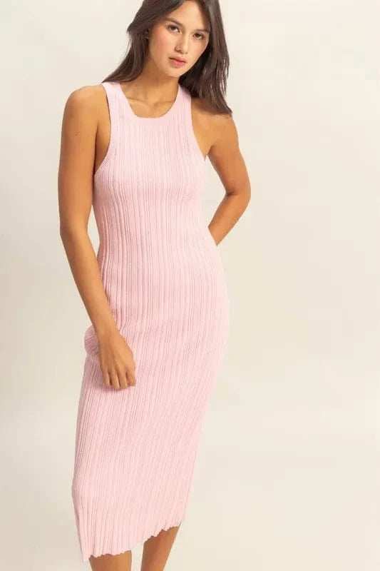 HYFVE Round Neck Bodycon Ribbed Knit Dress - Trendsi - Flyclothing LLC