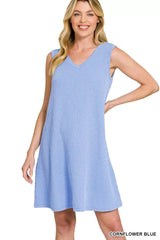 Zenana Raised Rib Sleeveless Mini Dress - Trendsi - Flyclothing LLC
