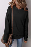 Solid Color Round Neck Long Sleeve Sweatshirt - Trendsi - Flyclothing LLC