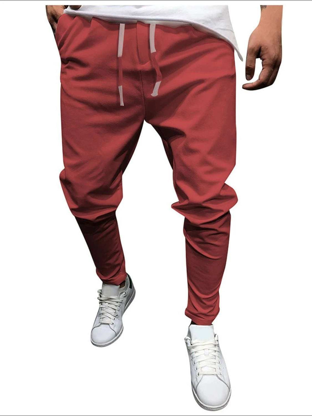 Men's Plus Size Drawstring Cropped Slim Pants - Trendsi - Flyclothing LLC