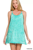 Zenana Acid Washed Mini Dress With Built-in Romper Liner - Trendsi - Flyclothing LLC