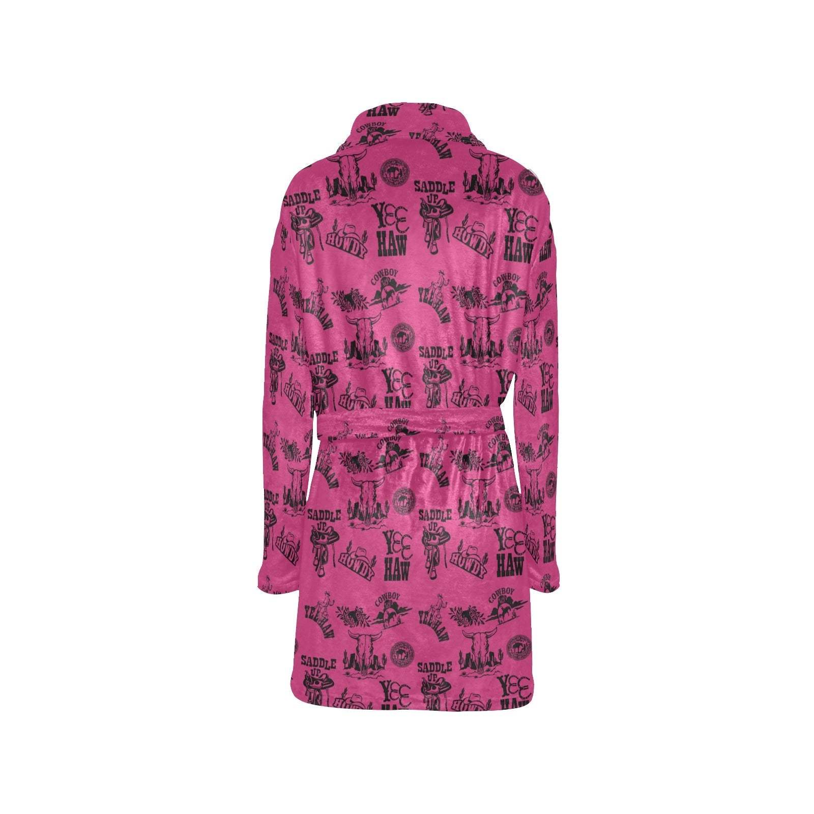 Baha Ranch Pink Cowboy Print Western Bath Robe - Baha Ranch Western Wear - Flyclothing LLC