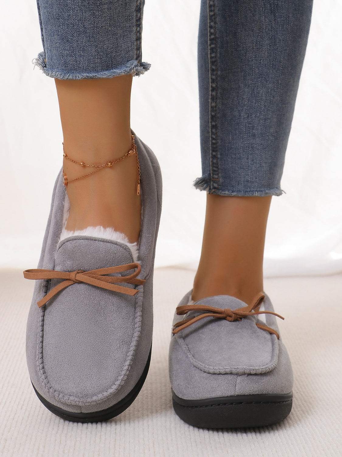Bow Round Toe Flat Slip-Ons - Trendsi - Flyclothing LLC